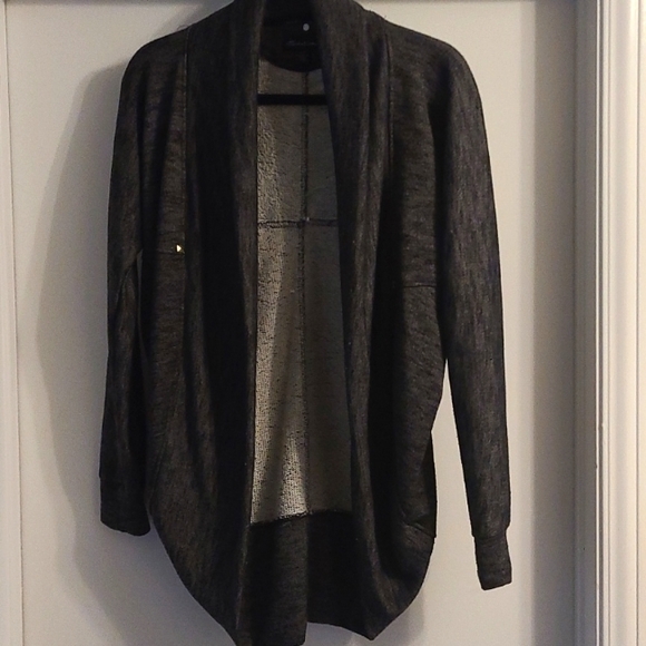 Seductions Cowl neck dark Gray cozy 95% cotton Cardigan - Picture 1 of 4